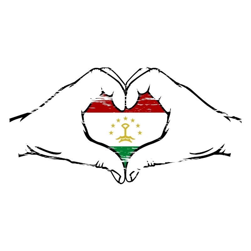 Drapeau du Tadjikistan en forme de coeur utilisé