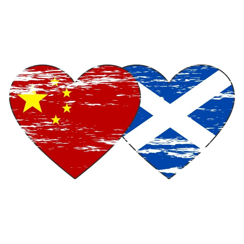Ecosse Chine drapeau coeur utilisé