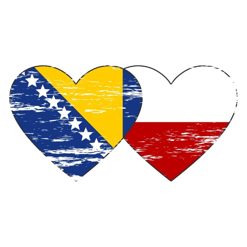 Bosnie Pologne drapeau coeur utilisé