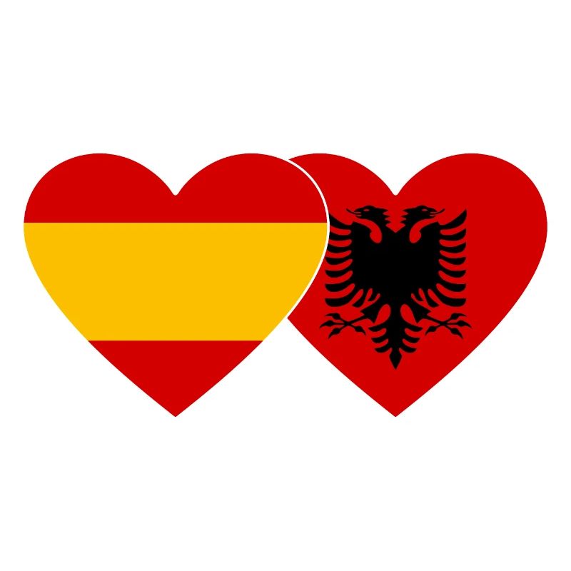 Espagne Albanie Drapeau Coeur