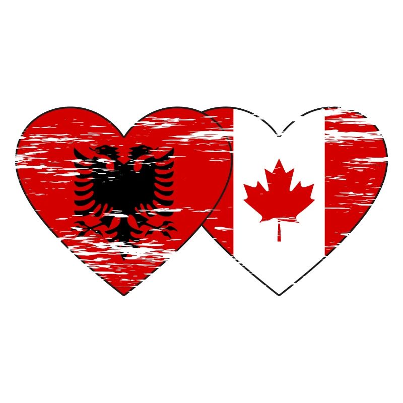 Albanie Canada drapeau coeur utilisé