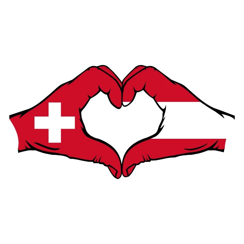 Suisse Autriche Drapeau Aiguilles Forme Coeur