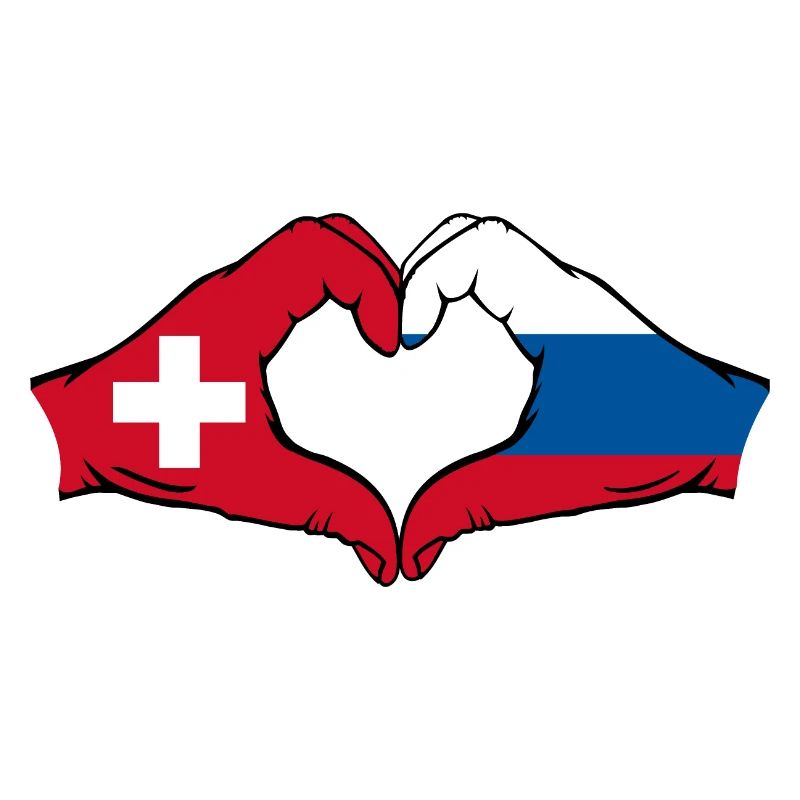 Suisse Russie Drapeau Aiguilles Forme De Coeur