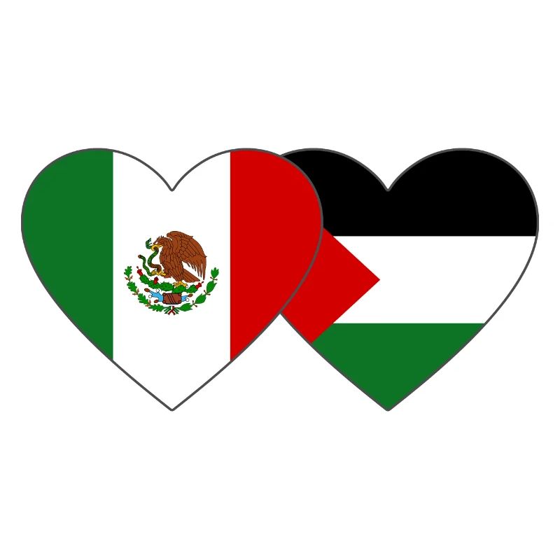 Mexique Palestine drapeau coeur