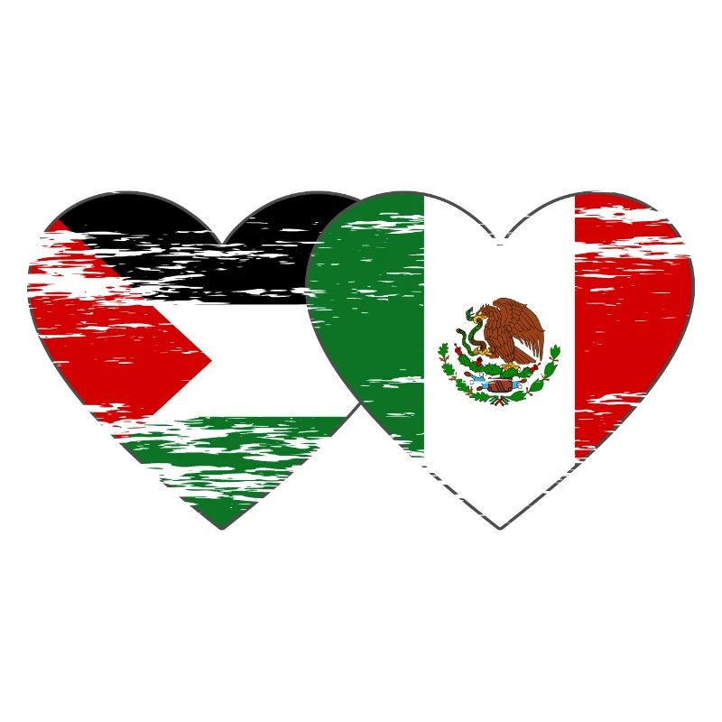 Palestine Mexique drapeau coeur