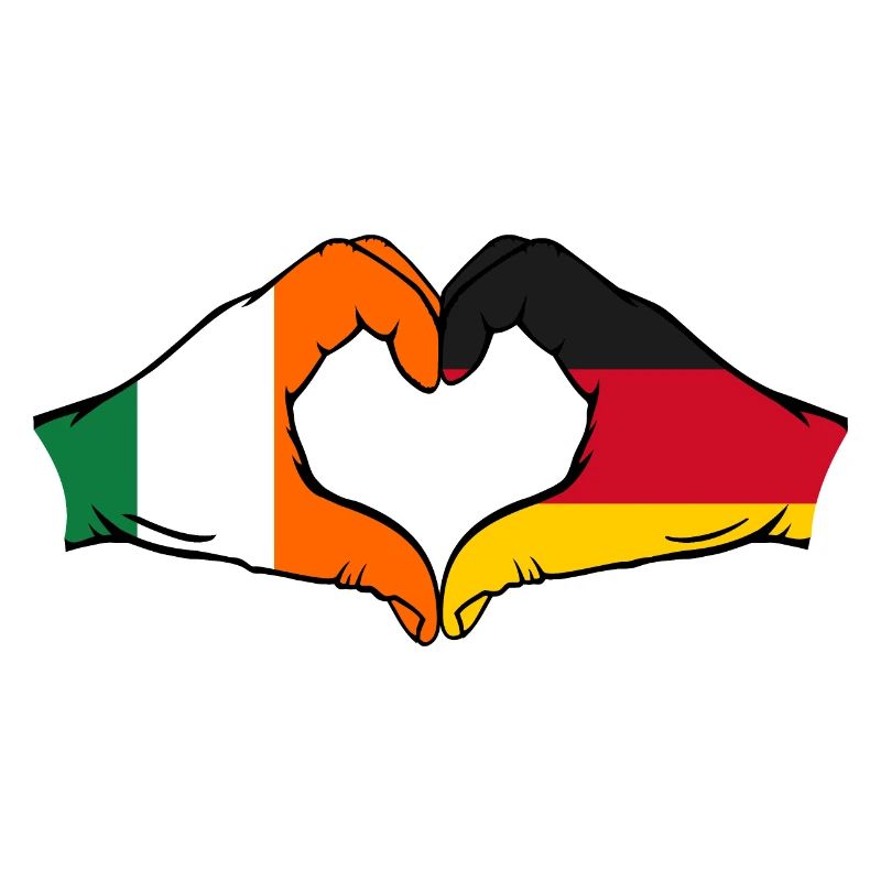 Ireland Germany Flag Hands Heart Shape
