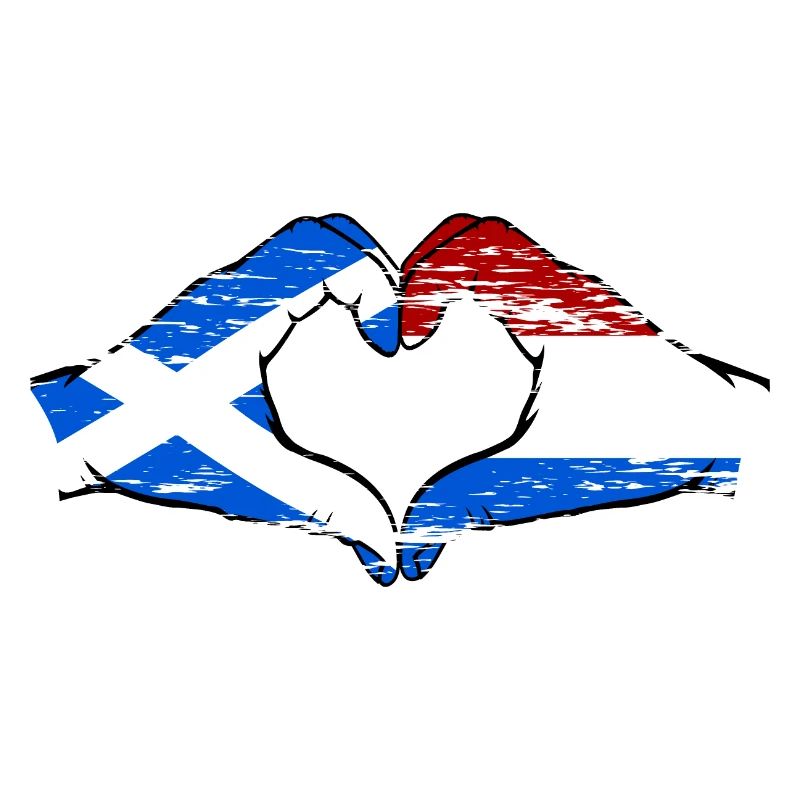 Ecosse Hollande drapeau mains forme de coeur utilisé