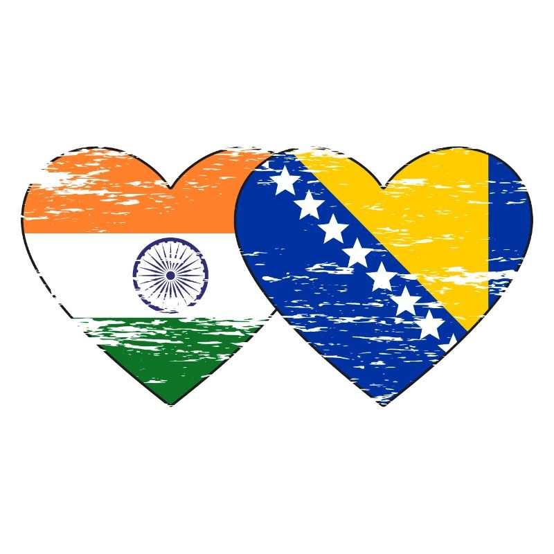 Inde Bosnie drapeau coeur utilisé