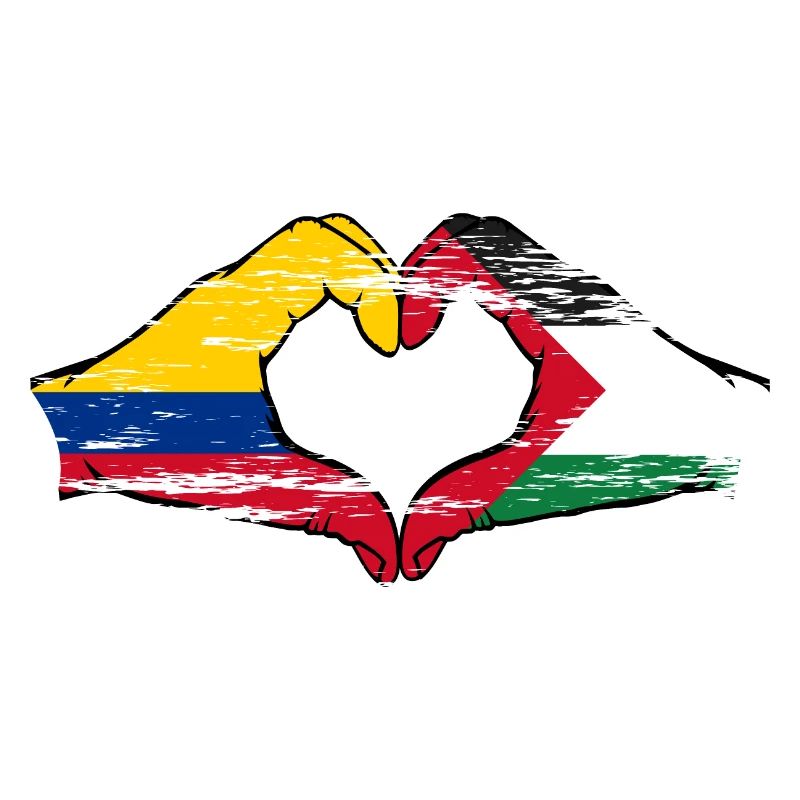 Colombie Palestine drapeau mains forme de coeur utilisé