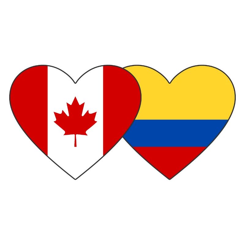 Canada Colombie Drapeau Coeur