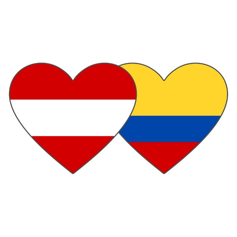 Autriche Colombie Drapeau Coeur