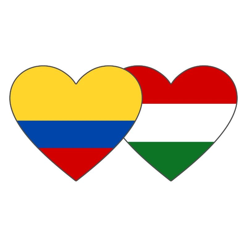 Colombie Hongrie Drapeau Coeur