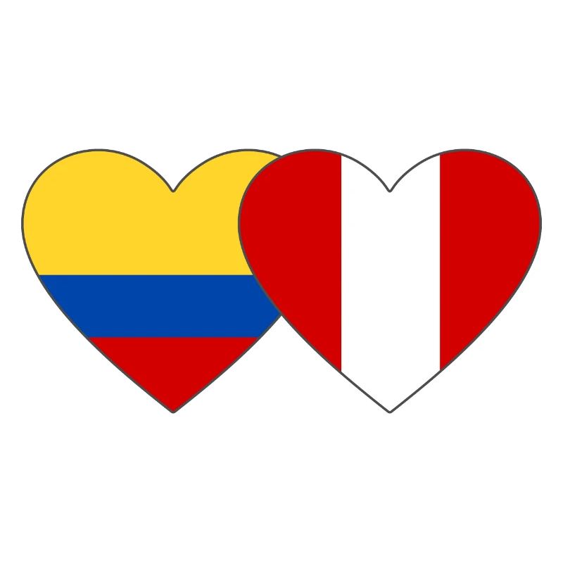 Colombia Peru Flag Heart