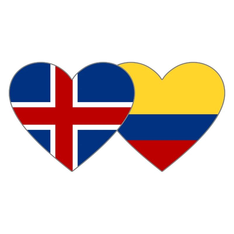 Islande Colombie Drapeau Coeur