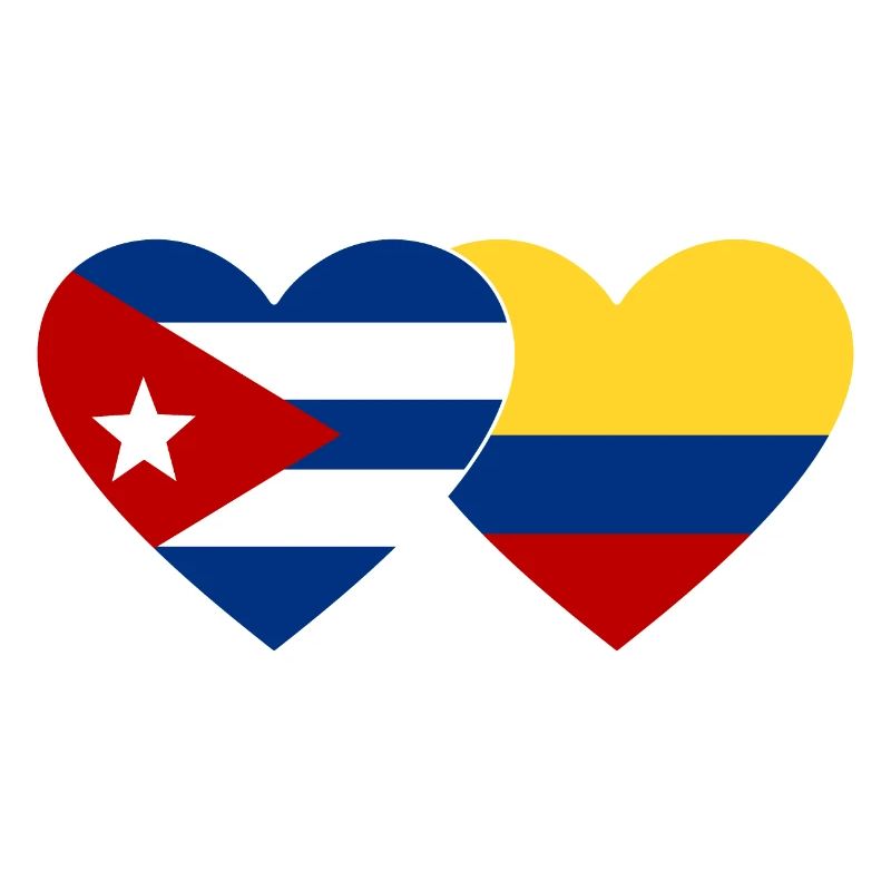 Cuba Colombie Drapeau Coeur