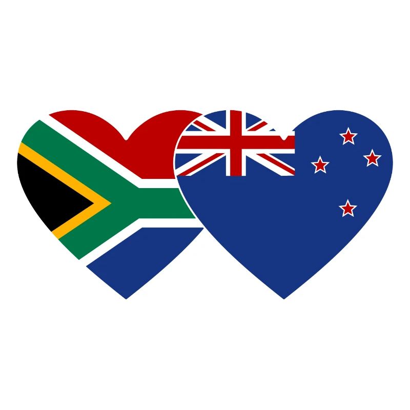 Afrique du Sud Nouvelle-Zélande Drapeau Cœur