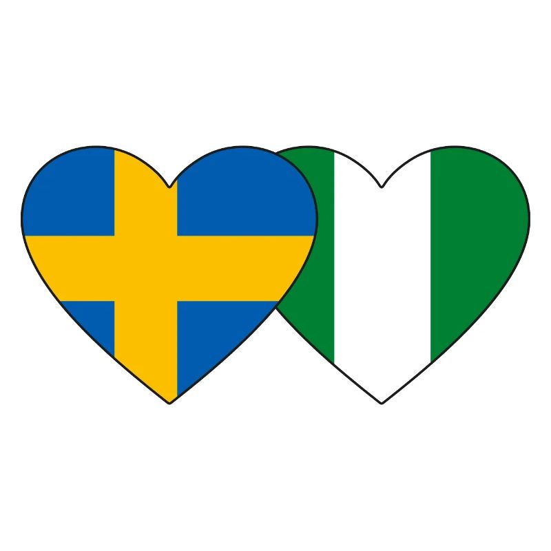Suède Nigeria Drapeau Coeur