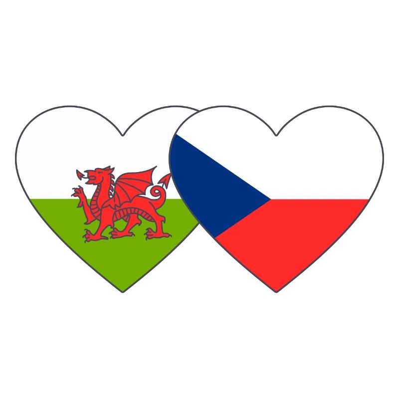 Pays de Galles République tchèque Drapeau Coeur