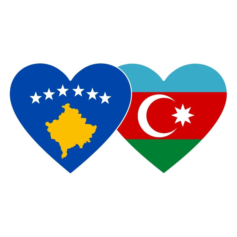 Kosovo Azerbaïdjan Drapeau Coeur