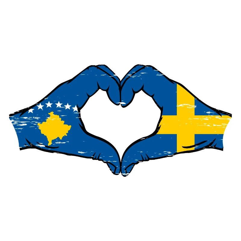 Kosovo Suède drapeau mains forme de coeur utilisé