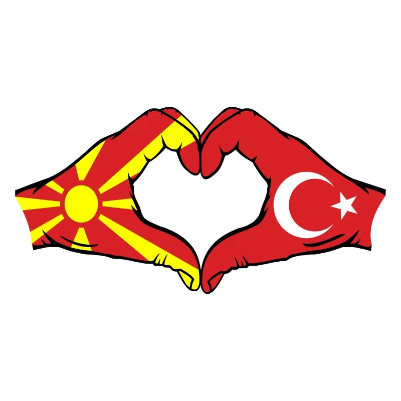 Macédoine Turquie Drapeau Mains Coeur Forme