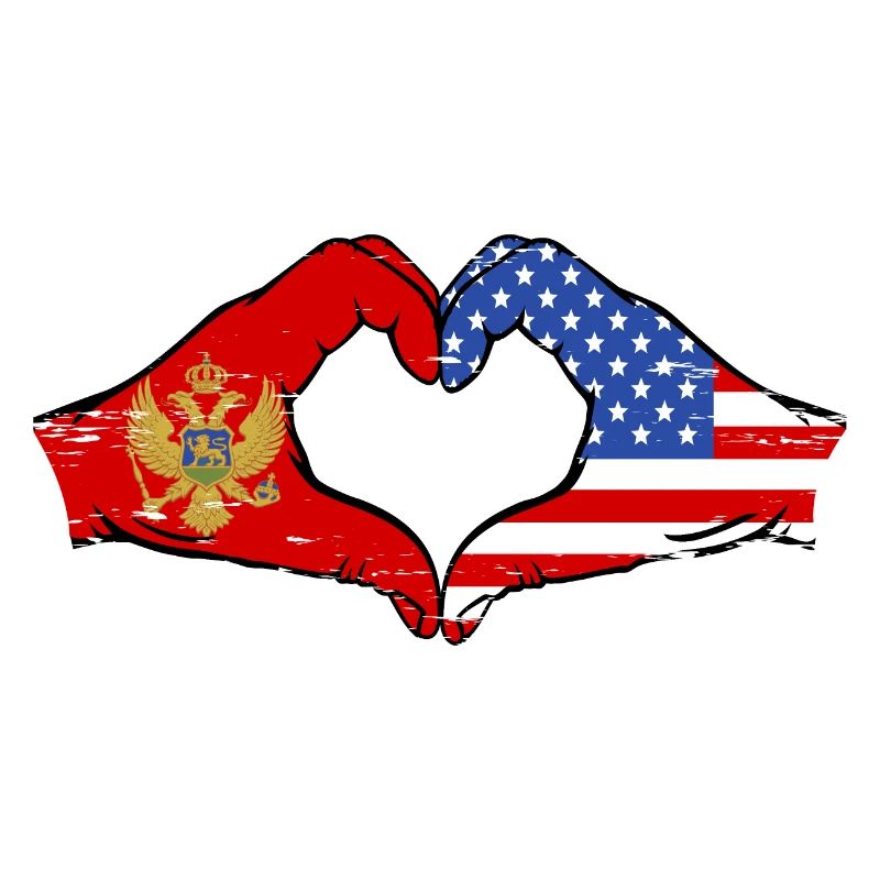 Monténégro Drapeau des États-Unis mains forme de coeur utilisé
