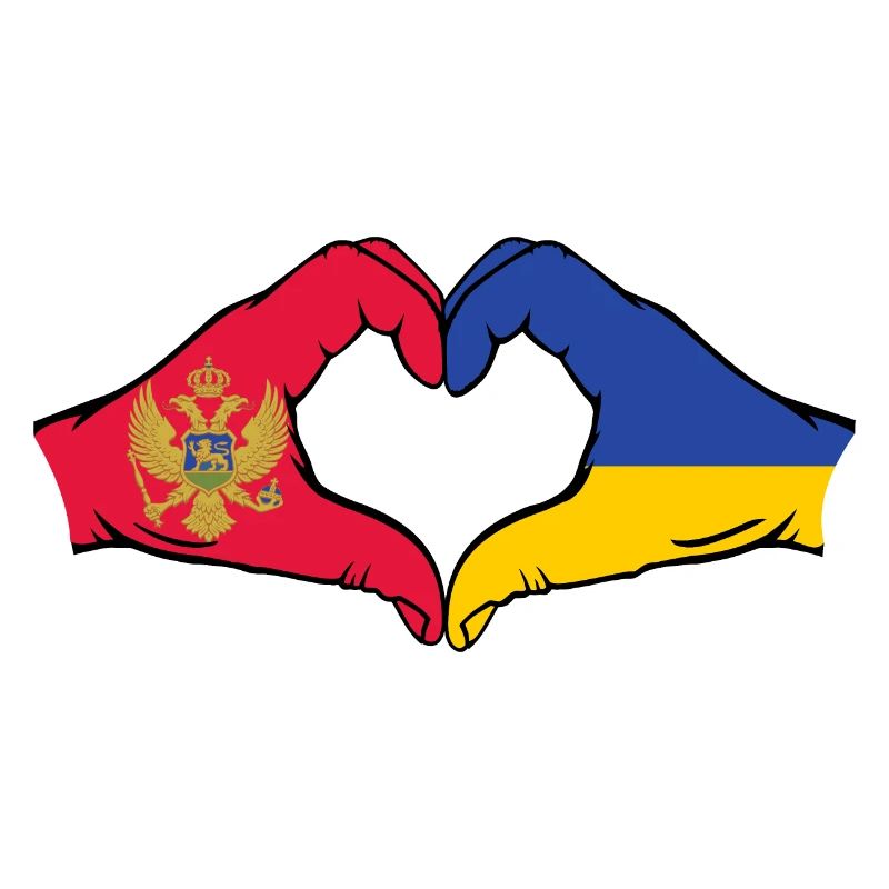 Montenegro Ukraine Flag Hands Heart Shape