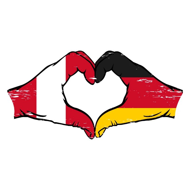 Peru Germany flag hands heart shape used