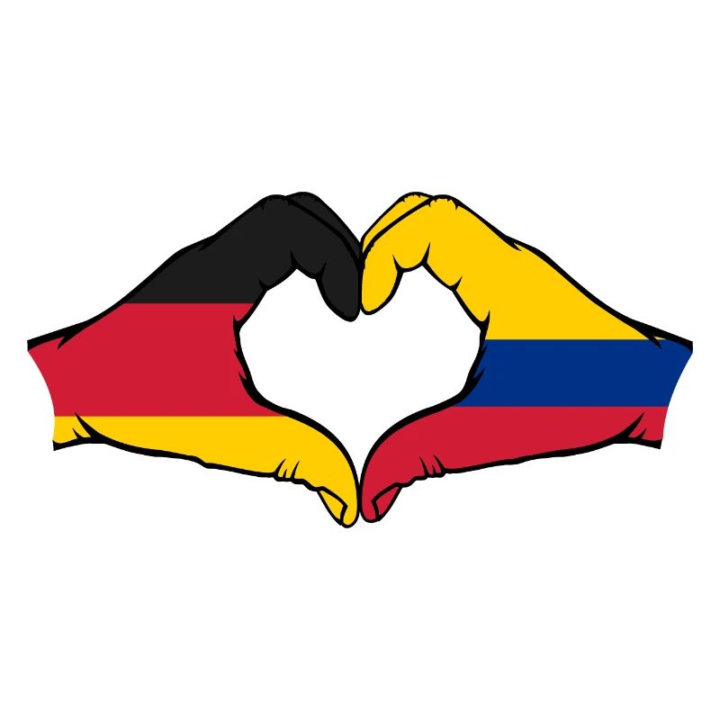 Germany Colombia Flag Hands Heart Shape