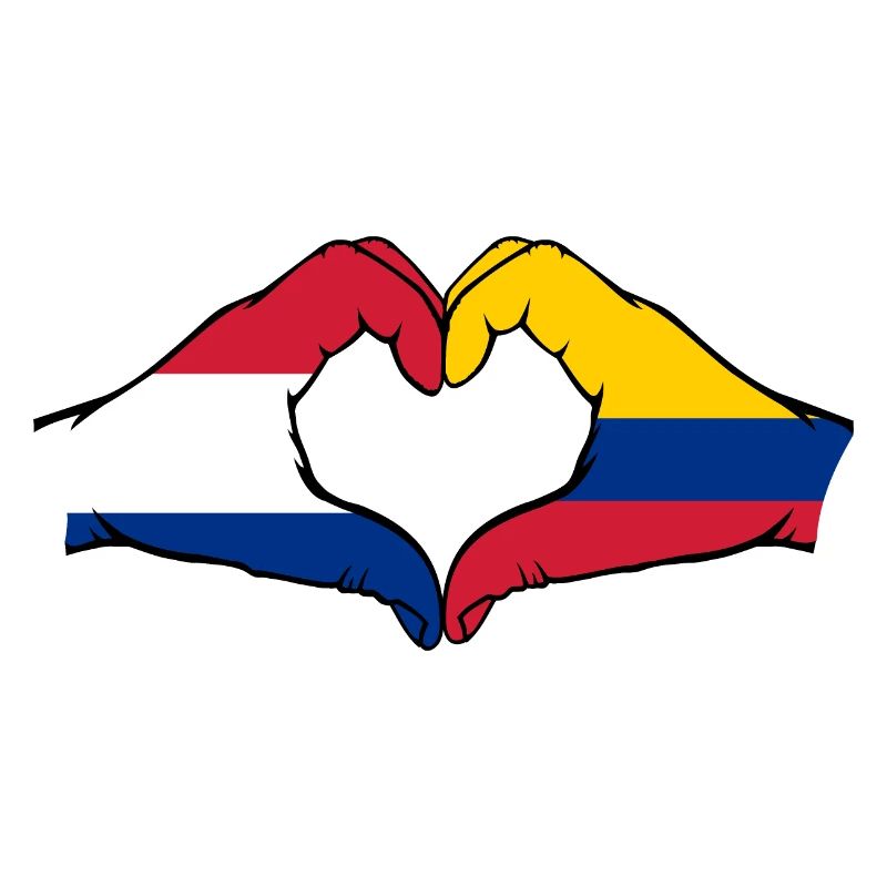 Hollande Colombie Drapeau Mains Coeur Forme