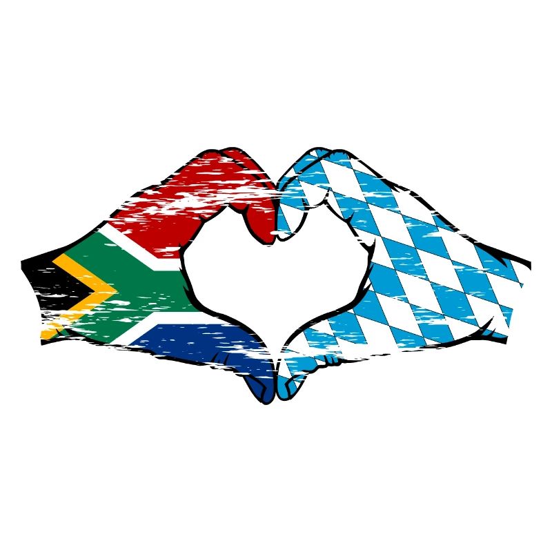 Afrique du Sud Bavière drapeau mains coeur utilisé