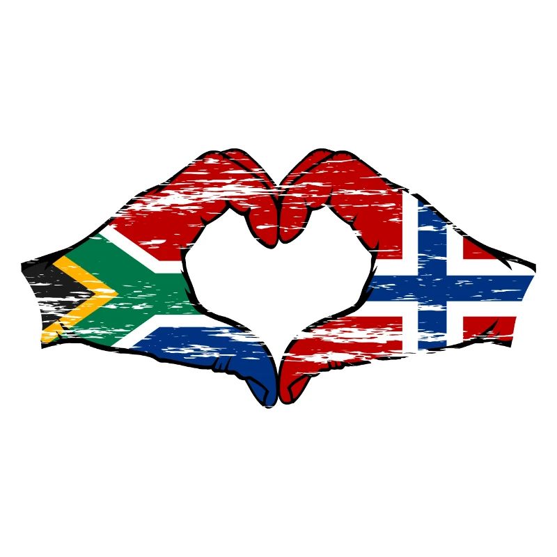 Afrique du Sud Norvège Drapeau Mains Coeur Forme Utilisé
