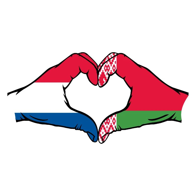 Hollande Biélorussie Drapeau Mains Coeur Forme
