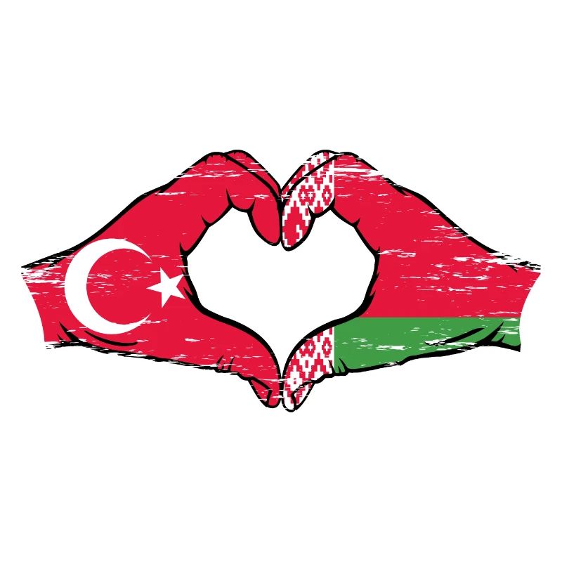 Turkey Belarus Flag Hands Heart Shape Used