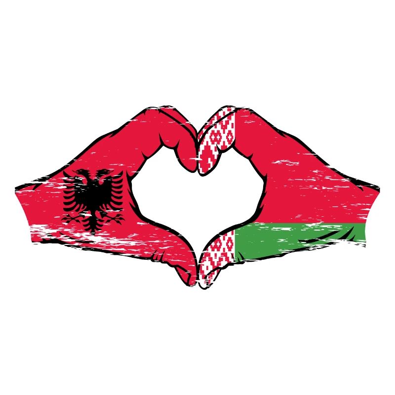 Albania Belarus Flag Hands Heart Shape Used
