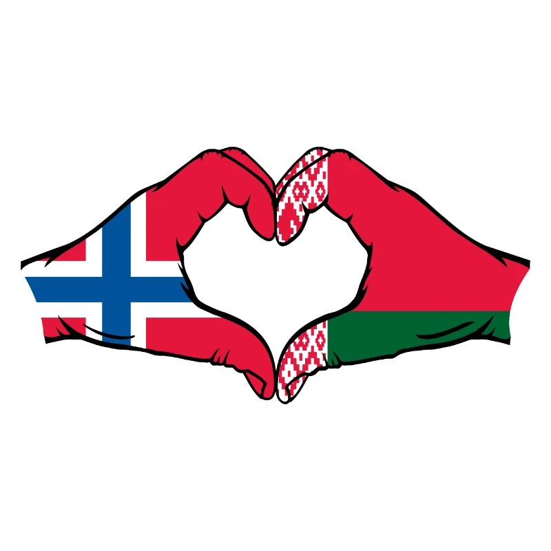 Norway Belarus Flag Hands Heart Shape