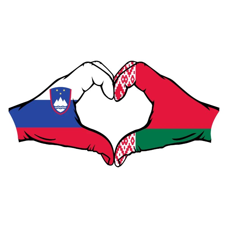 Slovenia Belarus Flag Hands Heart Shape