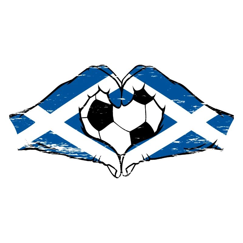 Forme de coeur de mains de football de drapeau d'Écosse utilisé