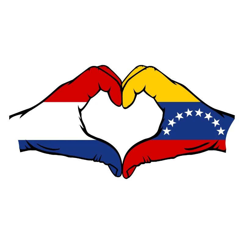 Drapeau Hollande Venezuela mains forme de coeur