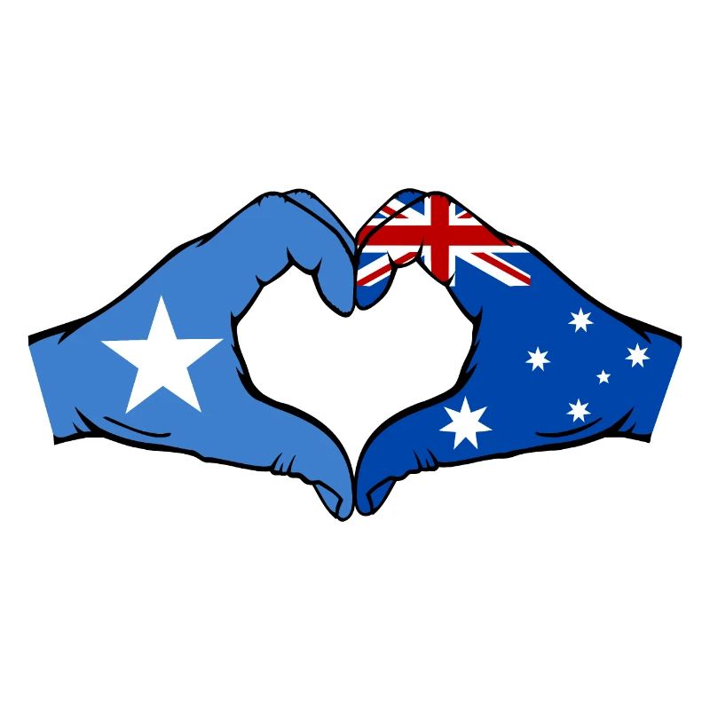 Somalia Australia Flag Hands Heart Shape