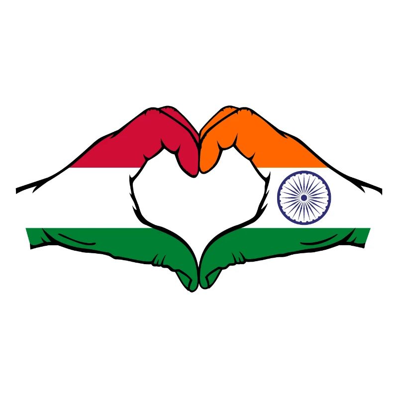 Hongrie Inde Drapeau Mains Coeur Forme