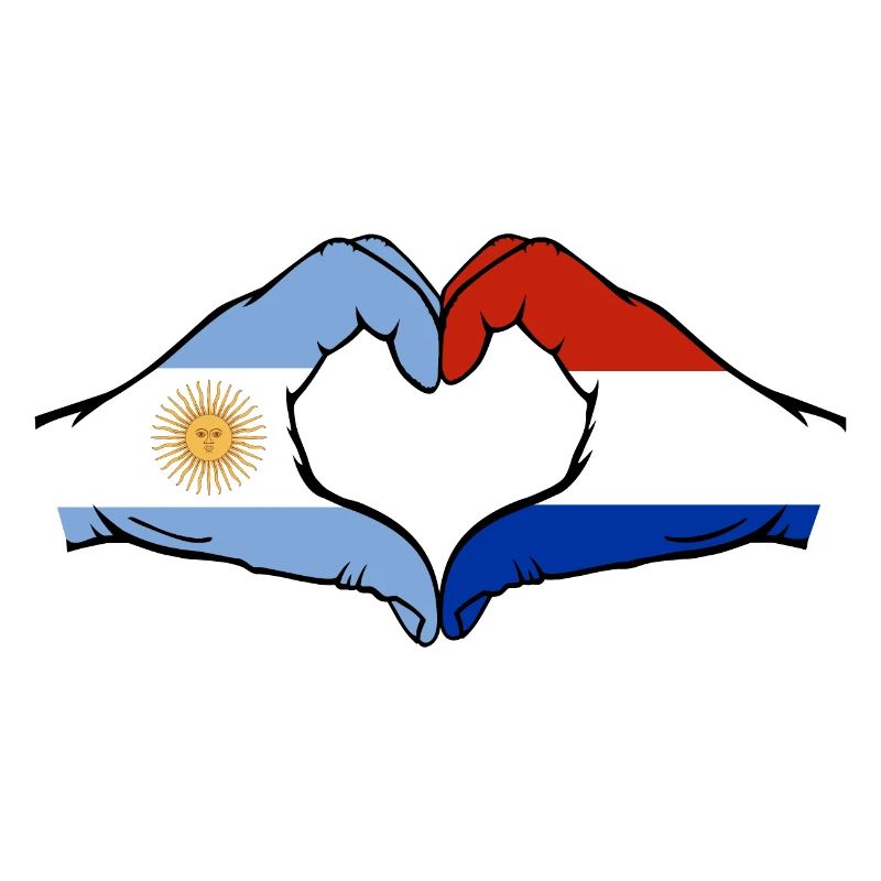 Argentina Holland Flag Hands Heart Shape