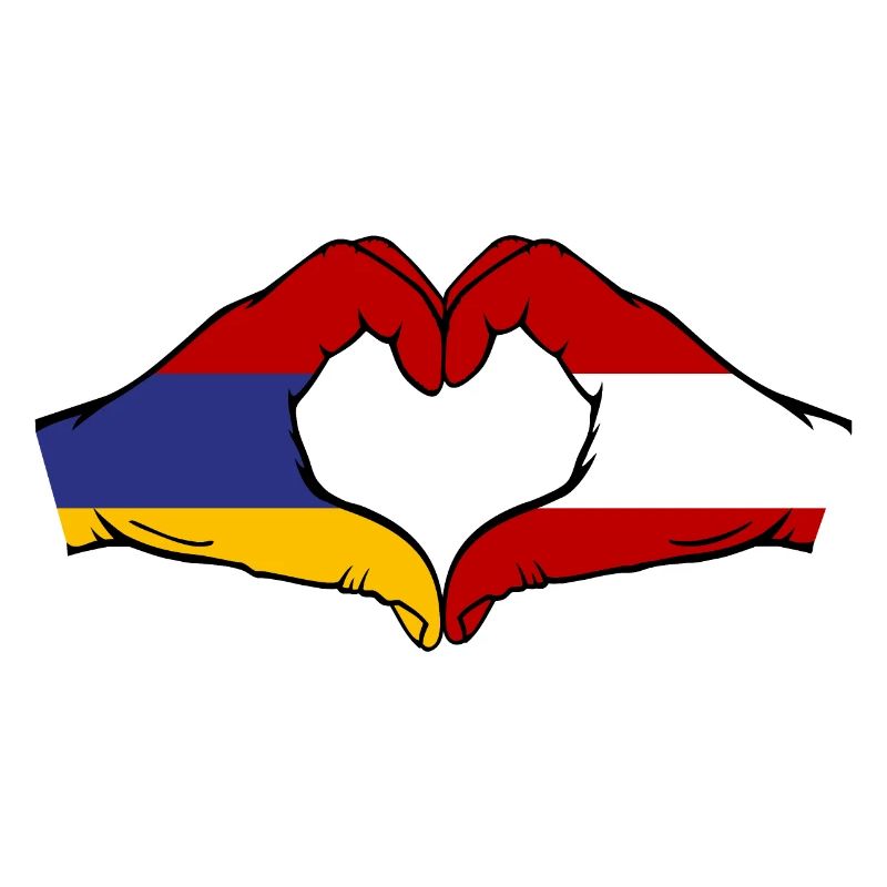 Armenia Austria Flag Hands Heart Shape