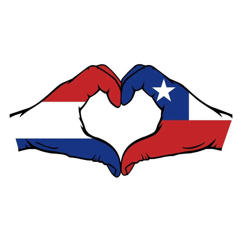 Holland Chile Flag Hands Heart Shape