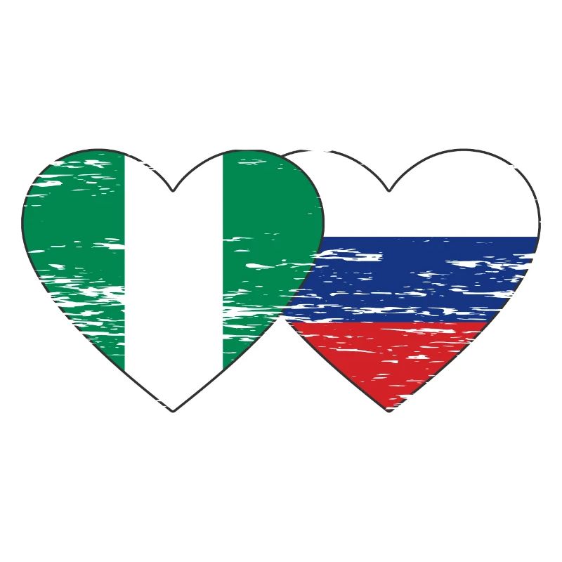 Nigeria Russie Drapeau Coeur Utilisé
