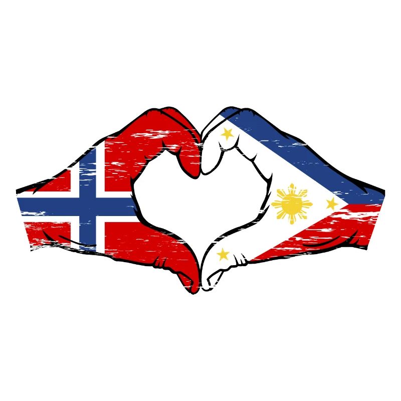Norvège Philippines drapeau mains forme de coeur utilisé