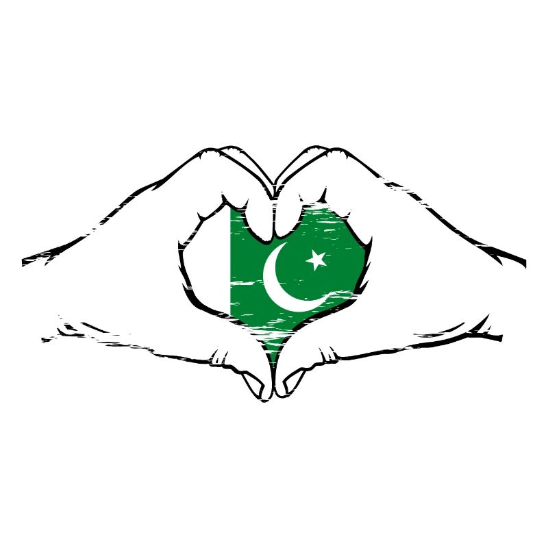 Drapeau pakistanais mains forme de coeur utilisé