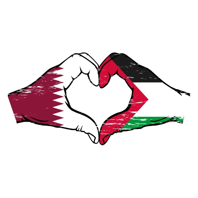 Qatar Palestine drapeau mains forme de coeur utilisé