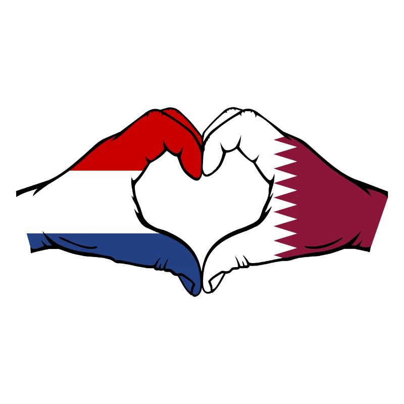 Hollande Qatar Drapeau Mains Forme Coeur
