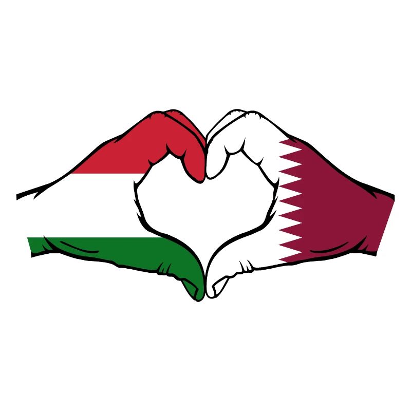 Hongrie Qatar drapeau mains forme coeur